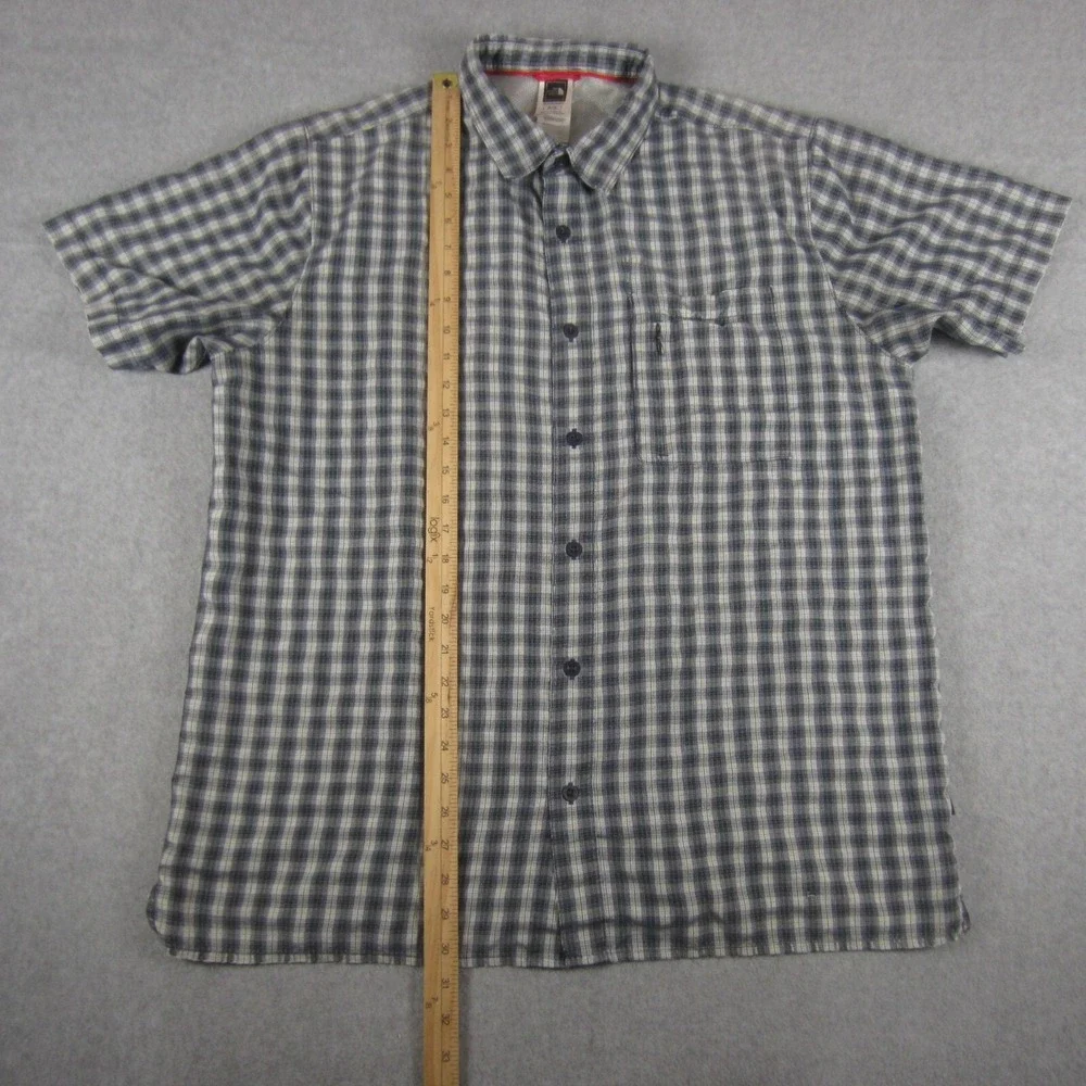 The North Face Shirt Mens XL Blue Tartan Plaid Short Sleeve‎ Lightweight Pocket
